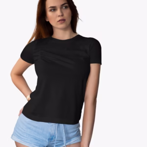 women crew neck tshirt black color sideview