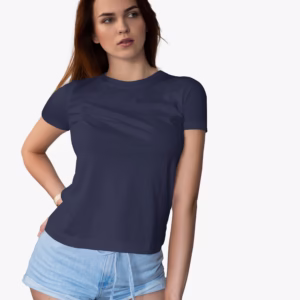 women crew neck tshirt navy blue color