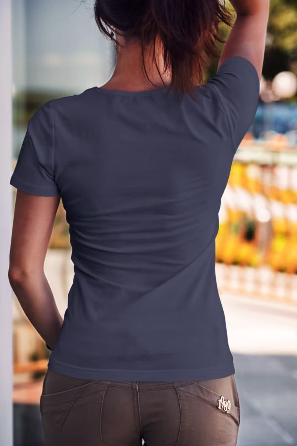 women crew neck tshirt navy blue color
