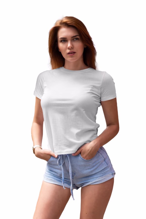 women crew neck tshirt white color