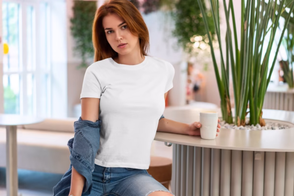 women crew neck tshirt white color
