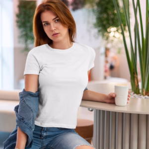 women crew neck tshirt white color