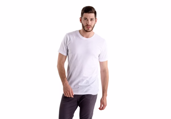 mens half sleeves t-shirt white