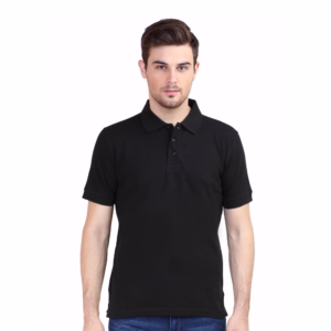 Mens Polo T-Shirt Black front side