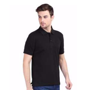 Mens Polo T-Shirt Black sideview