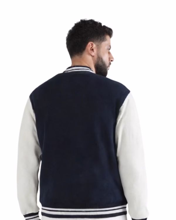 Men's Black Solid Varsity Jacket back