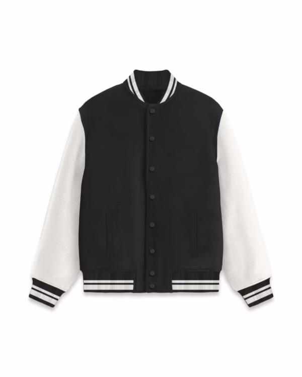 Men's Black Solid Varsity Jacket front