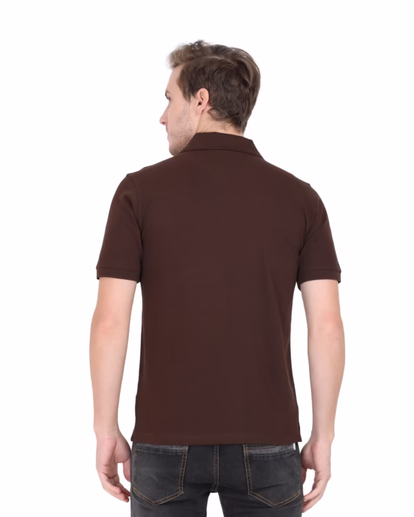 Mens Polo T-Shirt coffee brown back