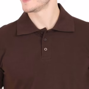 Mens Polo T-Shirt coffee brown closeup