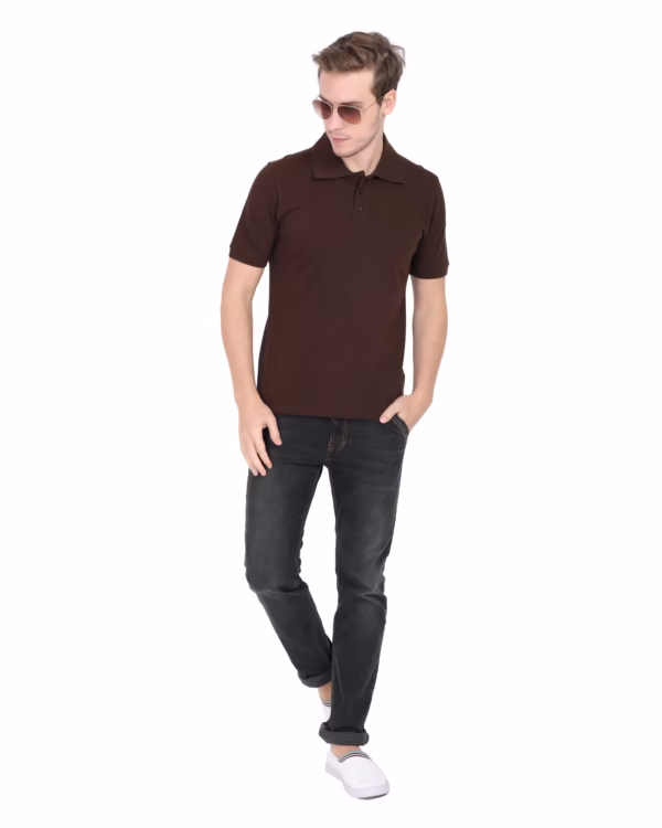 Mens Polo T-Shirt coffee brown full