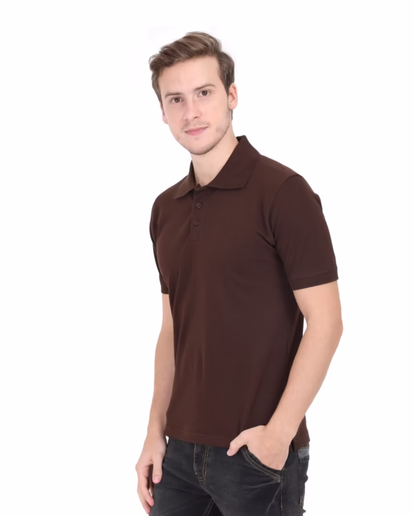Mens Polo T-Shirt coffee brown side