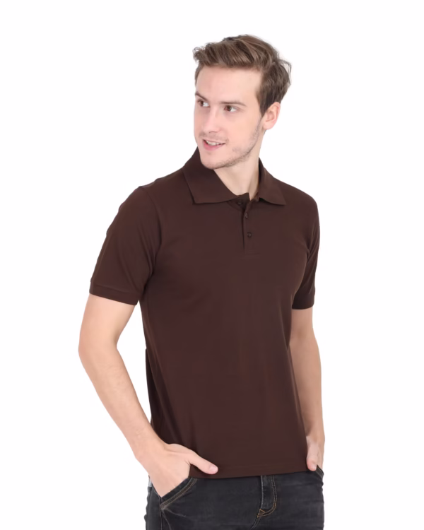 Mens Polo T-Shirt coffee brown side view