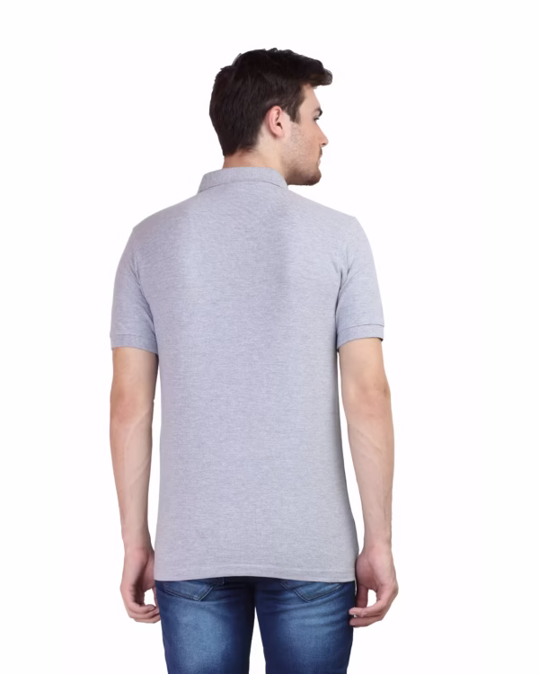 Men's Polo T-Shirt Melange Grey back