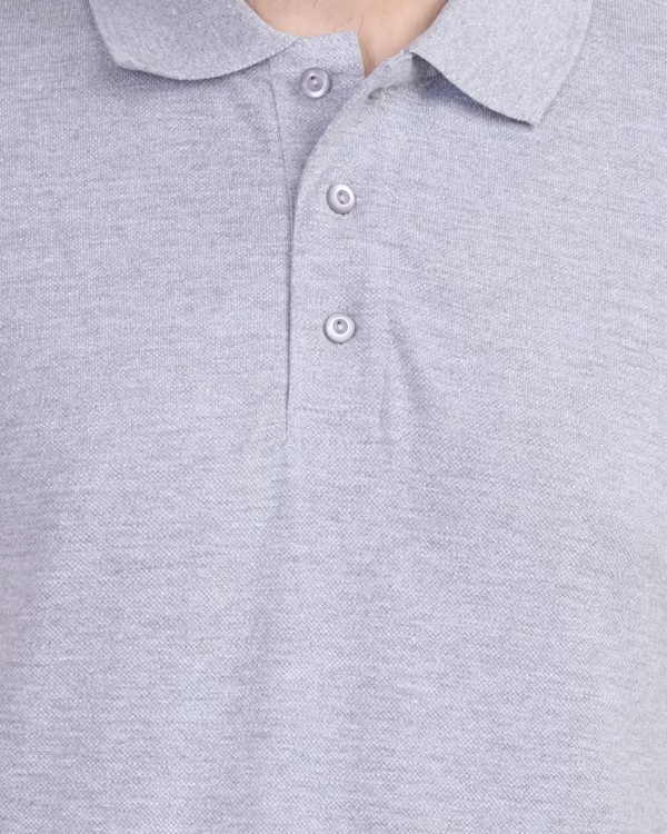 Men's Polo T-Shirt Melange Grey closeup
