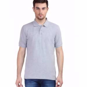 Men's Polo T-Shirt Melange Grey front