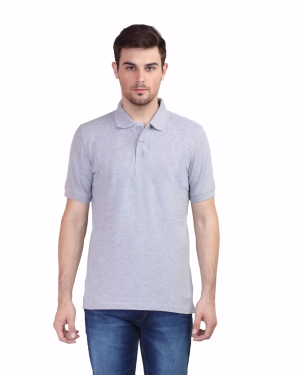 Men's Polo T-Shirt Melange Grey front