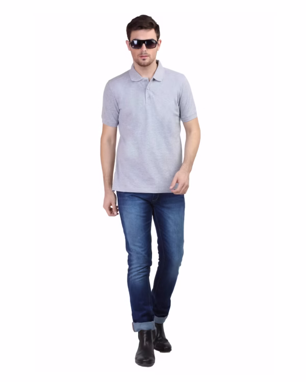 Men's Polo T-Shirt Melange Grey full