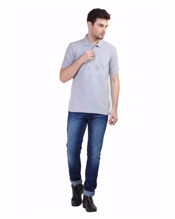 Men's Polo T-Shirt Melange Grey full