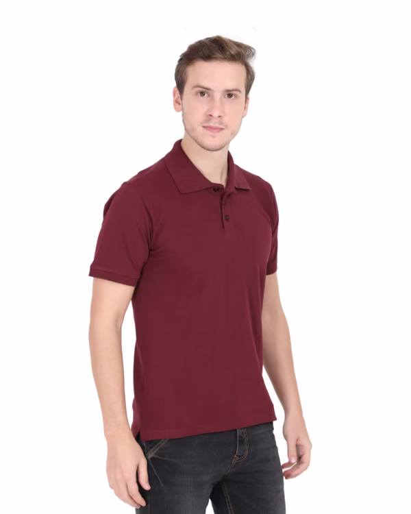 Mens Polo T-Shirt Maroon side2
