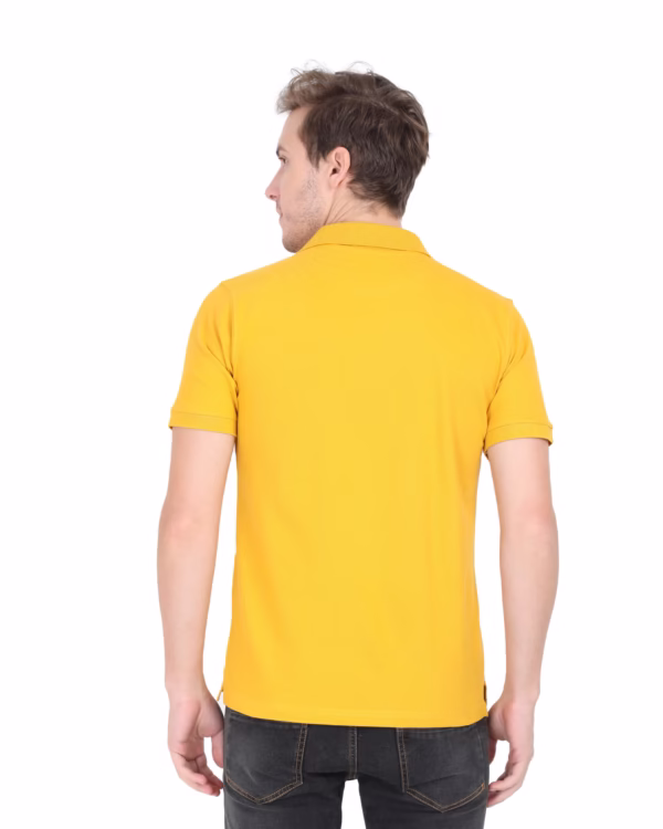 Mens Polo T-Shirt Mustard Yellow back