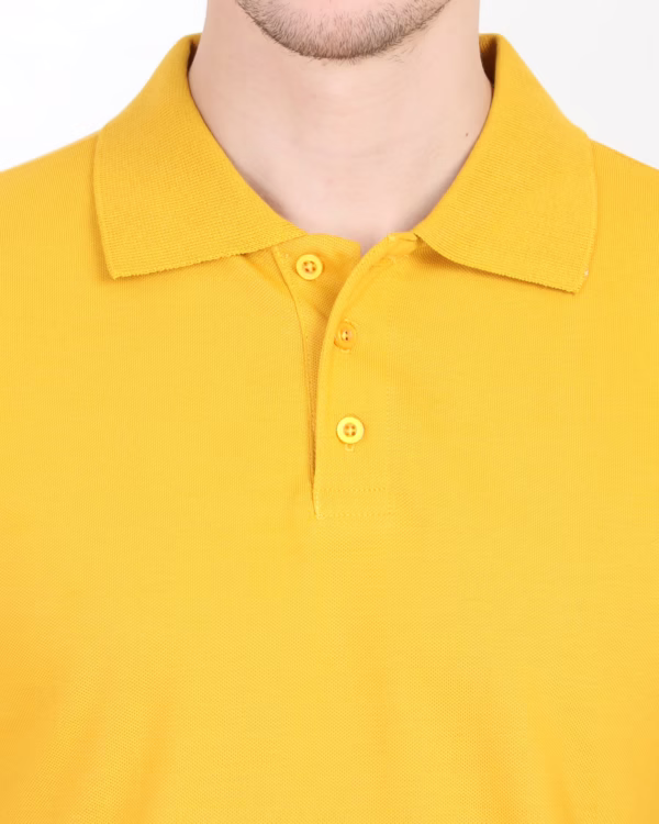 Mens Polo T-Shirt Mustard Yellow closeup