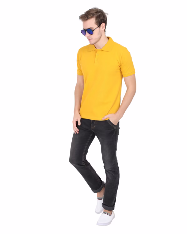 Mens Polo T-Shirt Mustard Yellow full