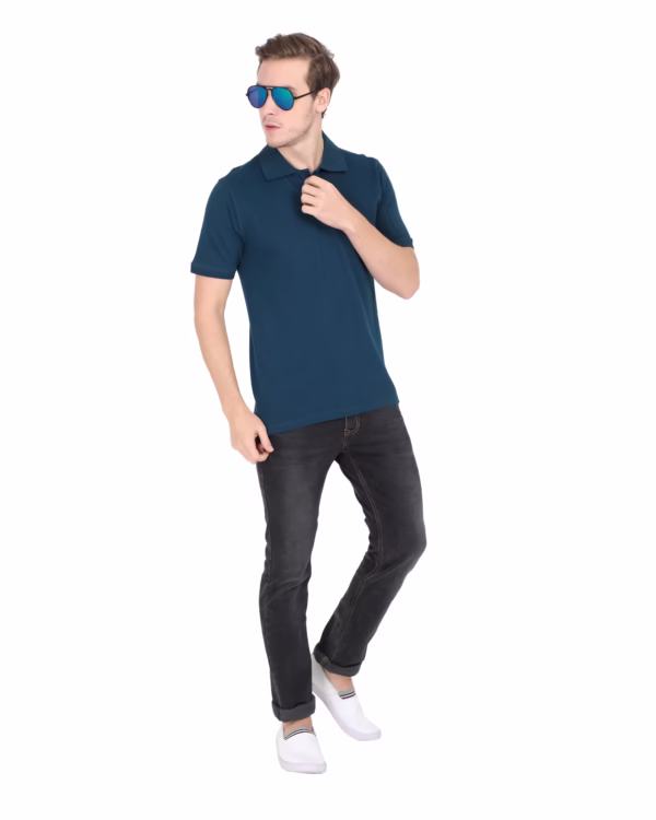 Men's Polo T-Shirt petrol blue full