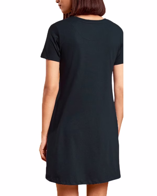 Solid Black T-Shirt Dress For Women back