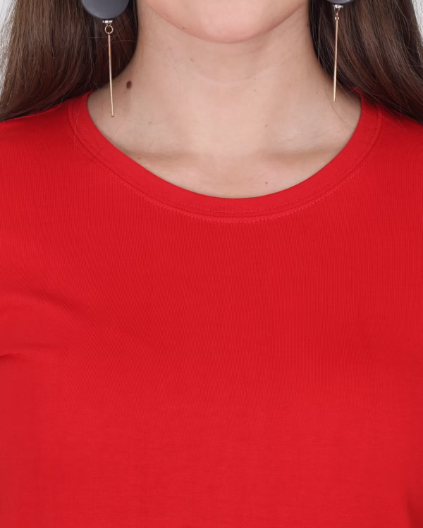 Solid Red T-Shirt Dress For Women closeup