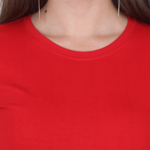 Solid Red T-Shirt Dress For Women closeup