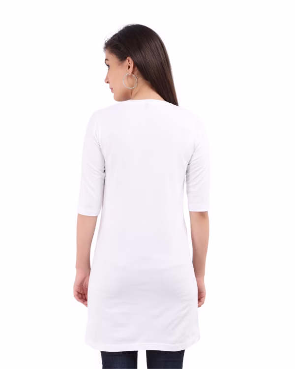 Solid White T-Shirt Dress For Women