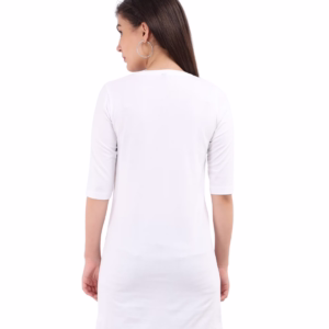 Solid White T-Shirt Dress For Women