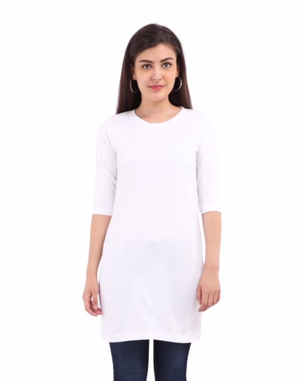 Solid White T-Shirt Dress For Women
