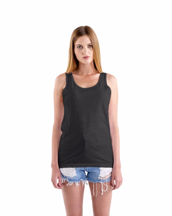 Women Solid Black Tank Top front