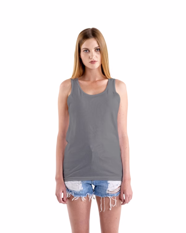 Women Solid Charcoal Melange Tank Top front