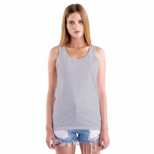 Women Solid Melange Grey Tank Top front