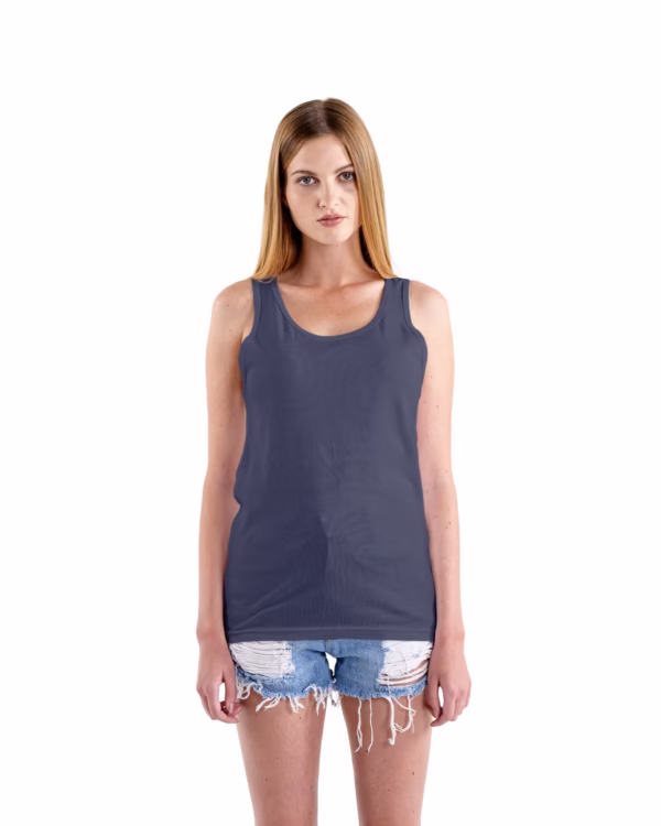 Women Solid Navy Blue Tank Top front