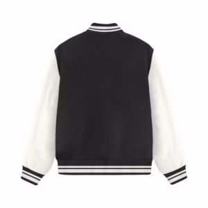 Women's Black Solid Varsity Jacket back