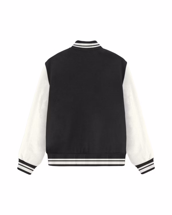Women's Black Solid Varsity Jacket back