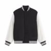Women's Black Solid Varsity Jacket front