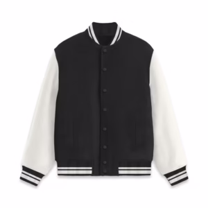 Women's Black Solid Varsity Jacket front