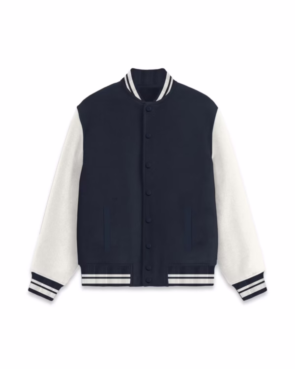 Women's Navy Blue Solid Varsity Jacket main