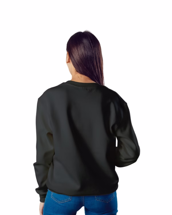 Women Black Solid Boxy Sweatshirt back