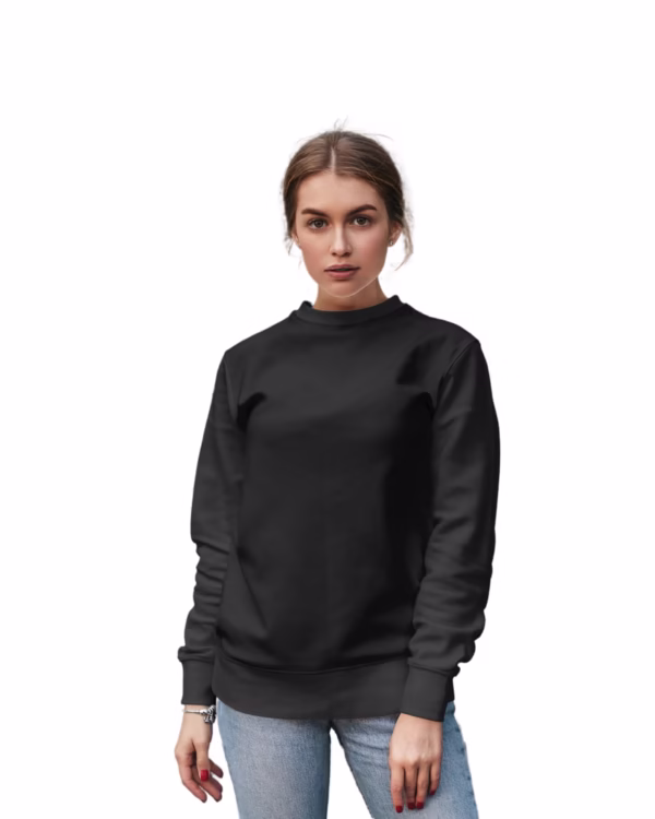 Women Black Solid Boxy Sweatshirt main