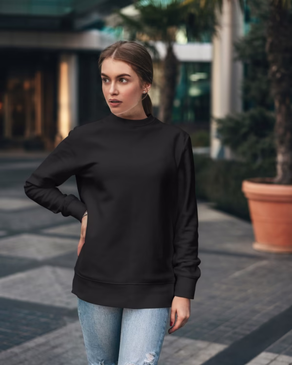 Women Black Solid Boxy Sweatshirt side