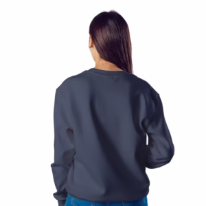 Women Navy Blue Solid Boxy Sweatshirt back