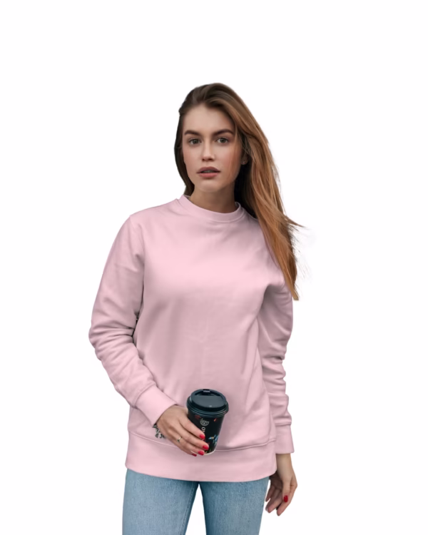 Women Light Pink Solid Boxy Sweatshirt front
