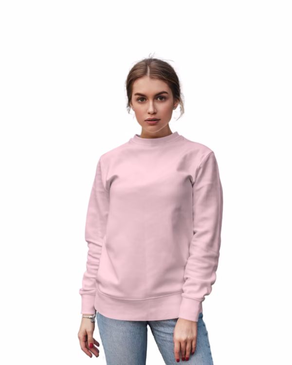 Women Light Pink Solid Boxy Sweatshirt main