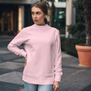 Women Light Pink Solid Boxy Sweatshirt side