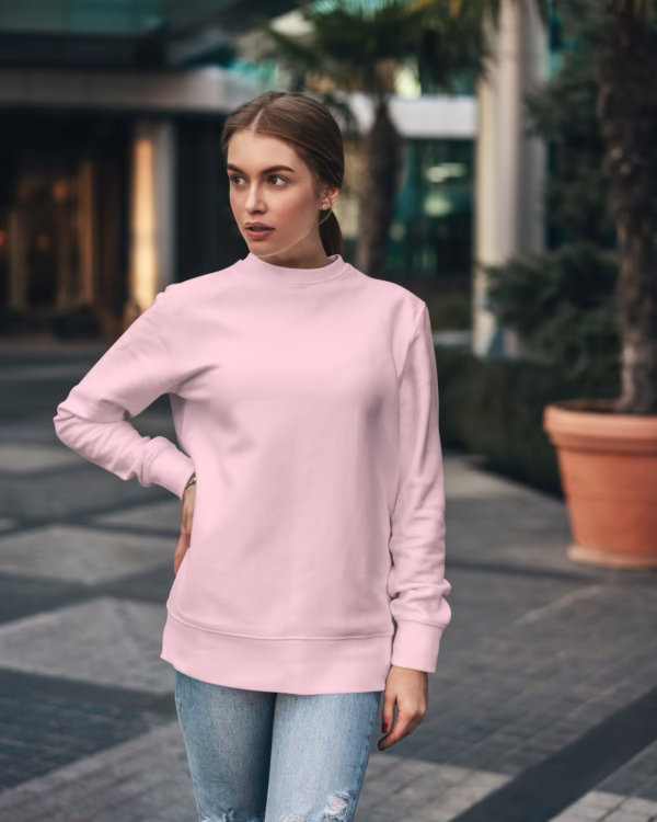 Women Light Pink Solid Boxy Sweatshirt side
